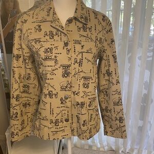 Chico's Cream and Black Graphic Shirt